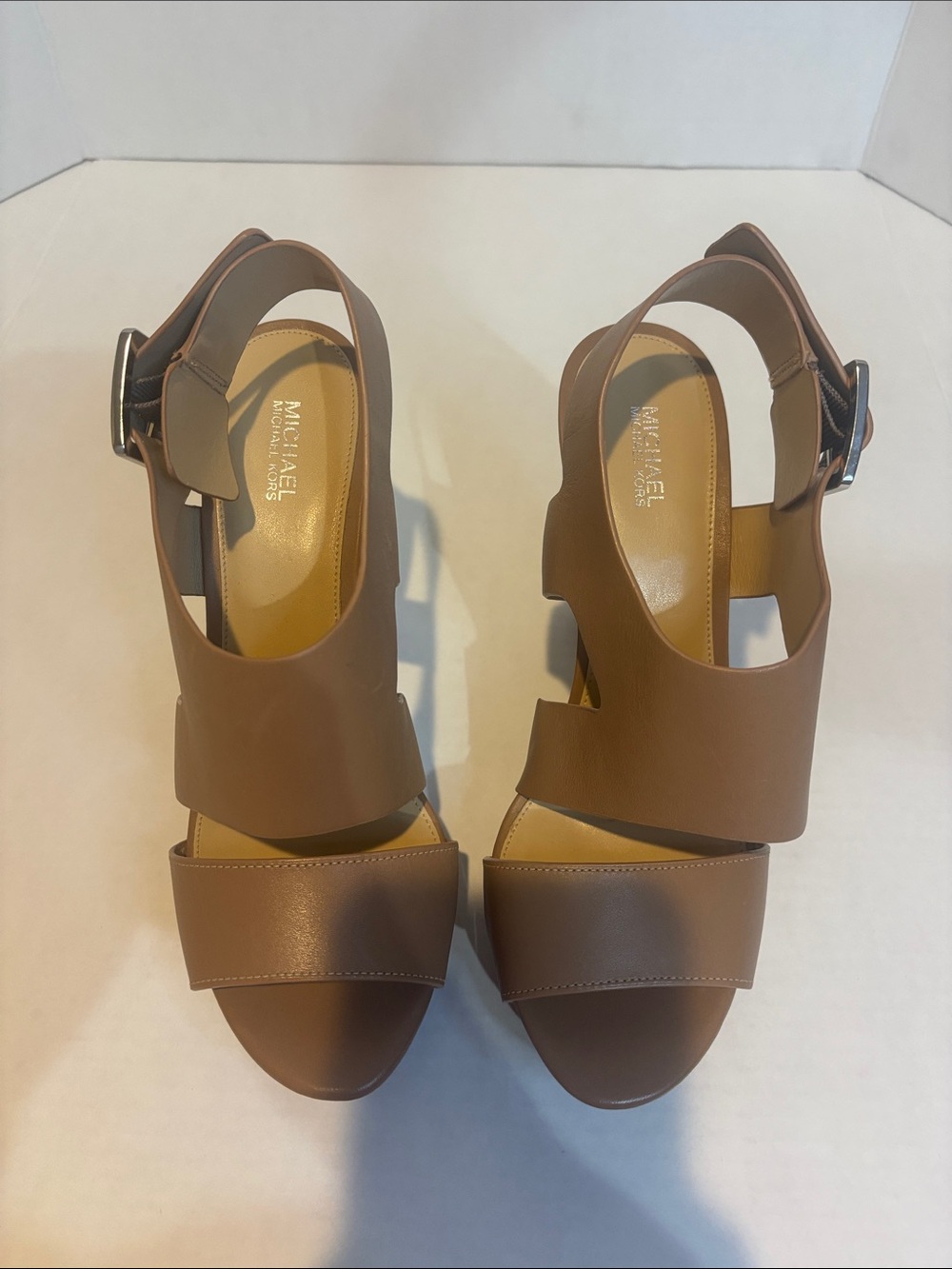 MICHAEL Michael Kors Carla Leather Platform Sandals Nude/Tan NWOT